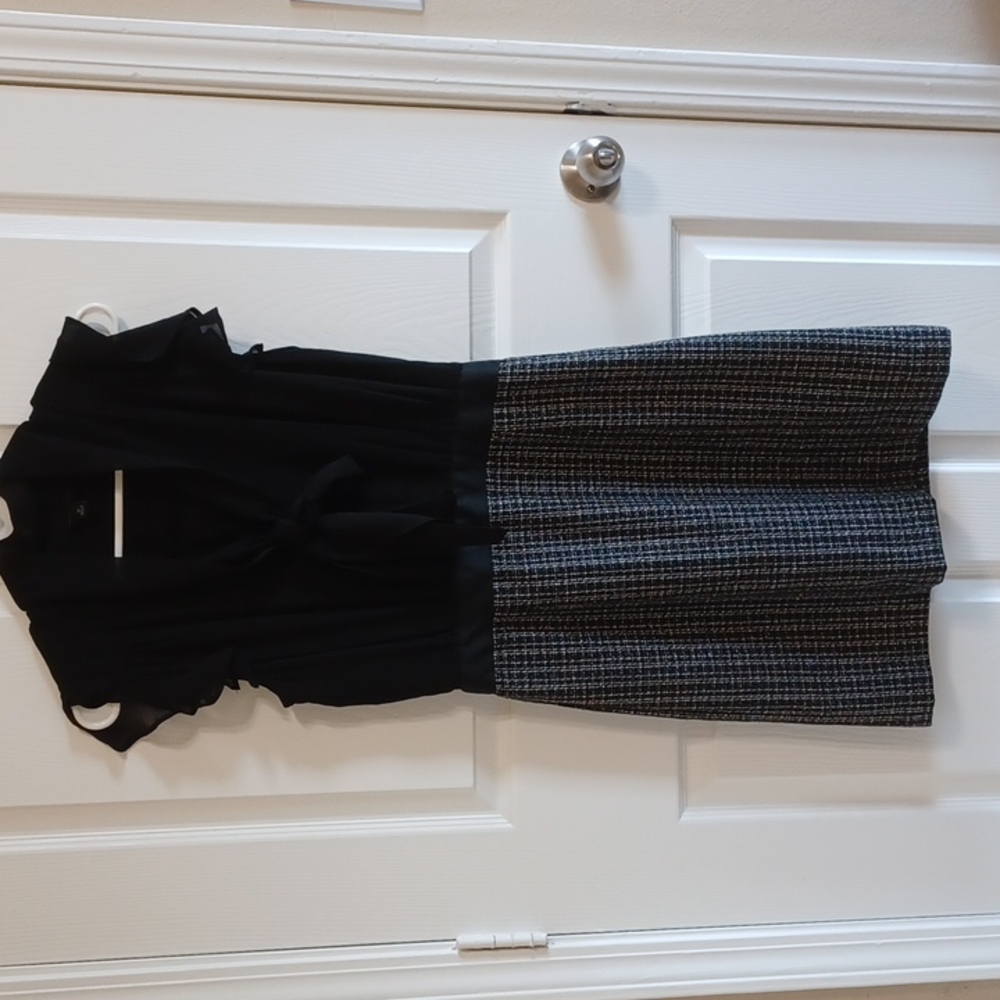 Banana Republic black sheer material and tweed dress